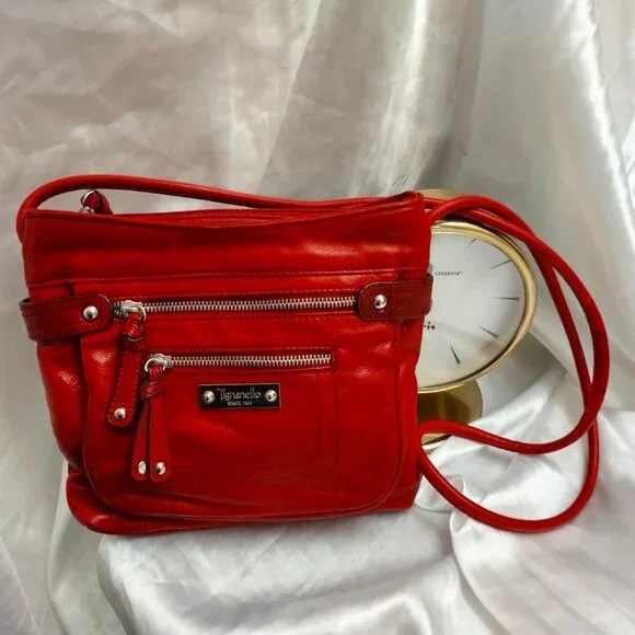 Tignanello, Are Your Looking For Me? Red Orange Leather Crossbody - Picture 1 of 15